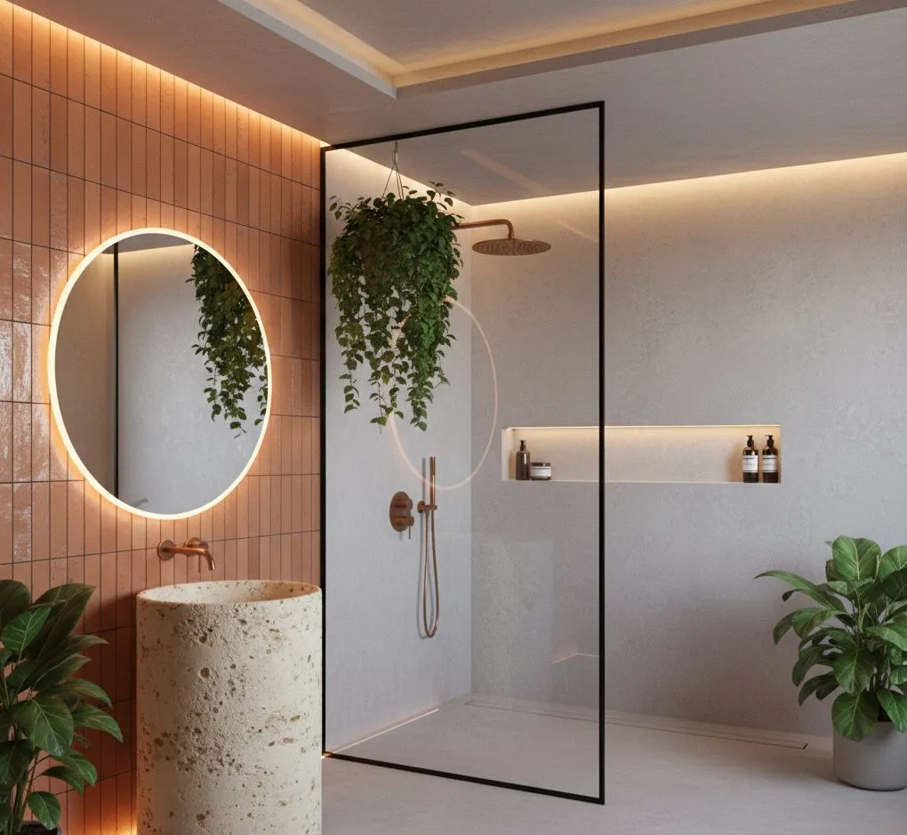 Banyoda Wellness Devrimi: Paslı Turuncu ve Ham Betonun Duyusal Uyumu